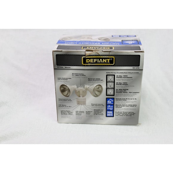 Defiant 110 Degree White Motion Sensing Outdoor Security Light (new) - Picture 2 of 3